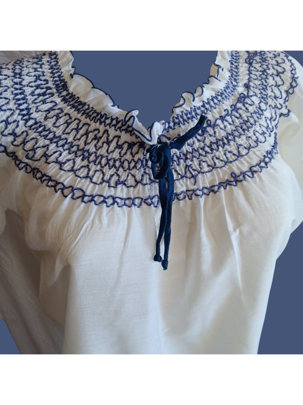 True Vintage 70's Peasant Blouse Medium Embroidery Ruffled Neckline Festival